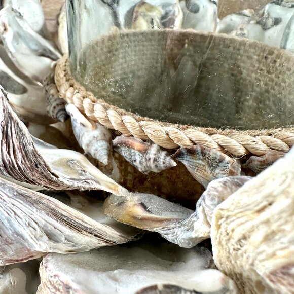 Large Philippines Oyster Shell Seashell Pillar Candle Holder Centerpiece Display - Picture 9 of 12